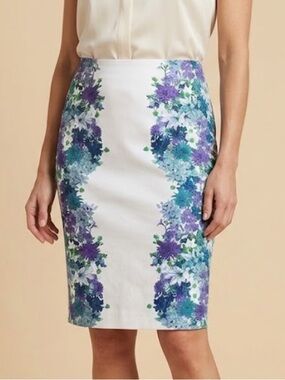 Marisa Christina Sz 8 Pencil Skirt Stretch Floral Print Garden Party Bold Blooms